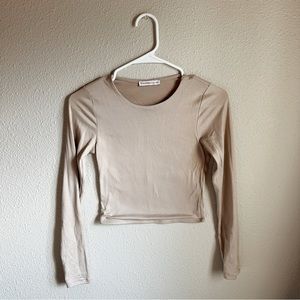 Sincerely Jules cropped long sleeve top in beige